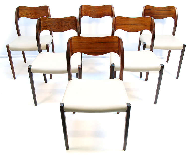 Six Danish Rosewood Dining Chairs by Niels Moller