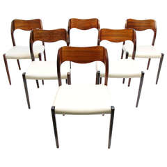 Six Danish Rosewood Dining Chairs by Niels Moller