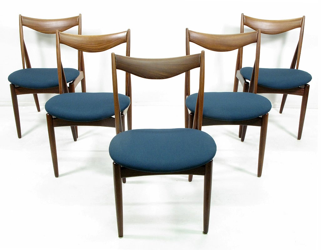 Scandinavian Modern Five Dining Chairs by Kurt Ostervig for Bramin For Sale