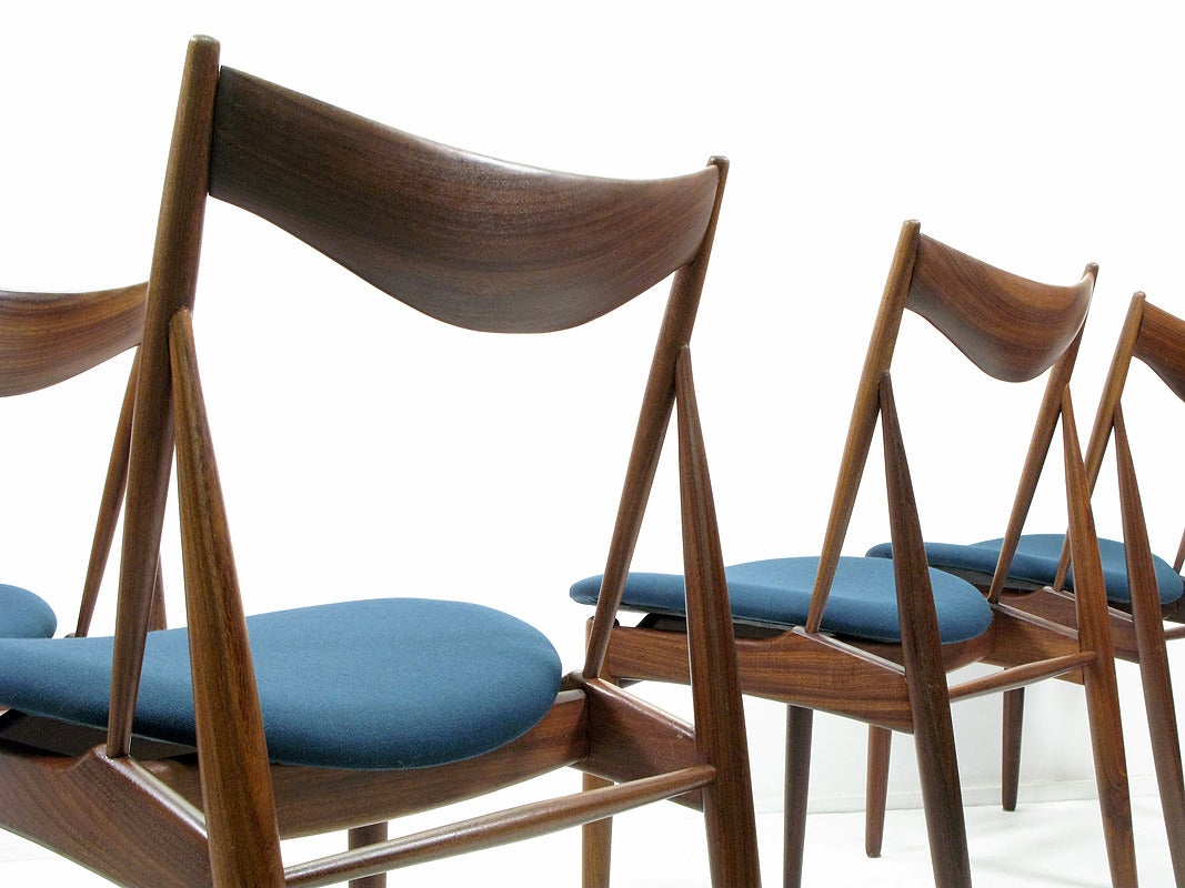 Walnut Five Dining Chairs by Kurt Ostervig for Bramin For Sale