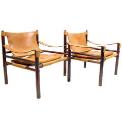 Two Rosewood Sirocco Safari Chairs by Arne Norell