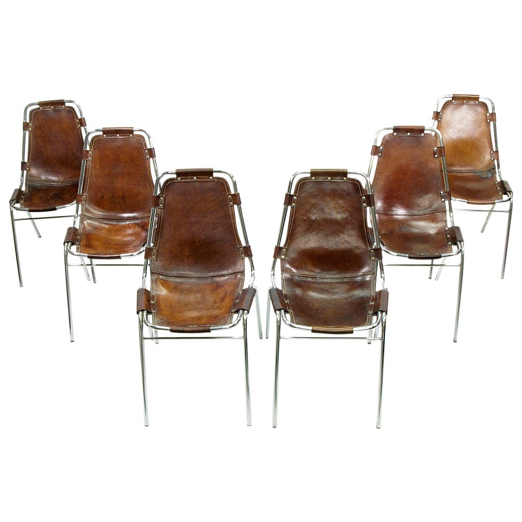 Six 1960s "Les Arcs" Chairs by Charlotte Perriand