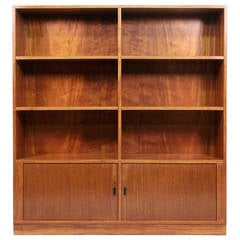 Vintage Modern Danish Mahogany Shelving Unit or Bookcase with Tambour Doors