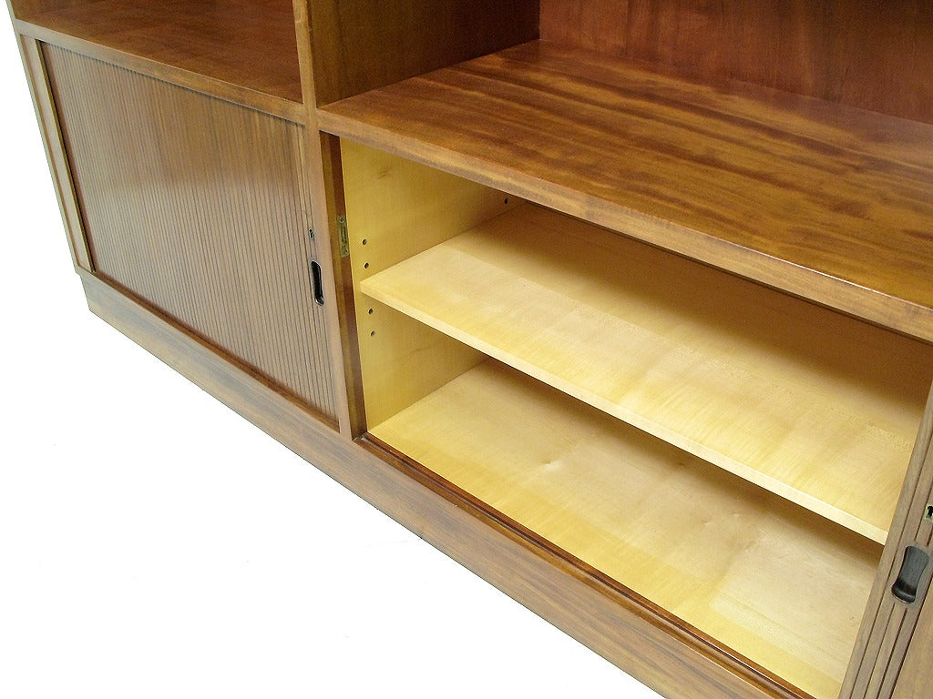 Modern Danish Mahogany Shelving Unit or Bookcase with Tambour Doors 2