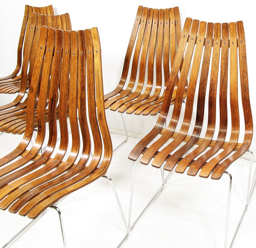 Six Rosewood Scandia Chairs by Hans Brattrud In Excellent Condition In London, GB
