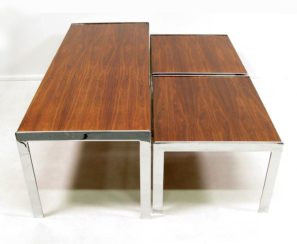 Late 20th Century Three 1970s Rosewood Nesting Tables by Richard Young for Merrow Associates For Sale
