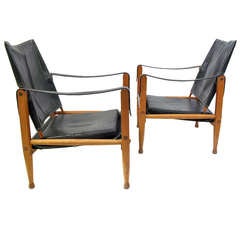 Pair Of 1950s Safari Chairs By Kaare Klint Pair Of 1950s Safari Chairs By Kaare Klint
