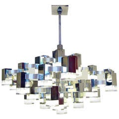 1960s Italian Cubic chandelier by Gaetano Sciolari