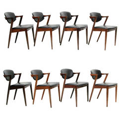 Eight Rosewood "Model 42" Dining Chairs by Kai Kristiansen