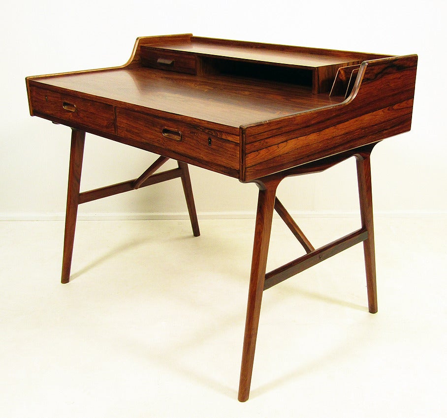 Danish Rosewood Desk by Arne Wahl Iversen In Excellent Condition In London, GB