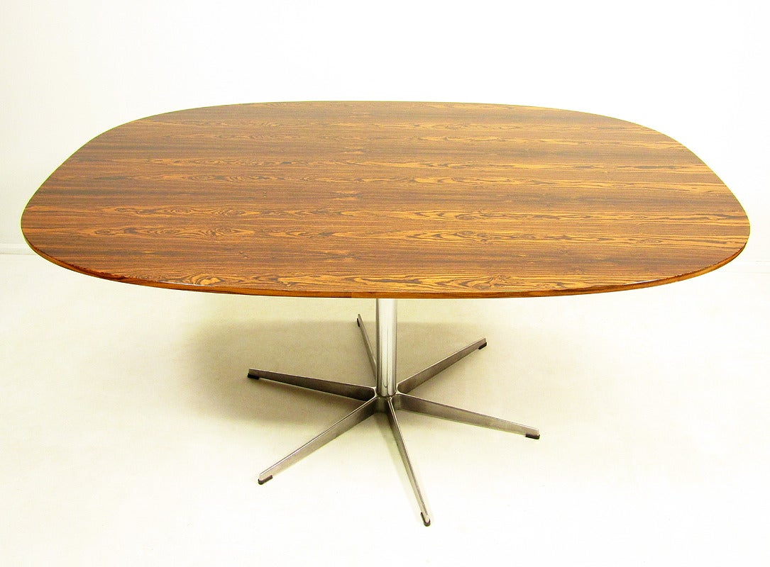 Scandinavian Modern Rosewood Super Ellipse Table by Piet Hein & Arne Jacobsen