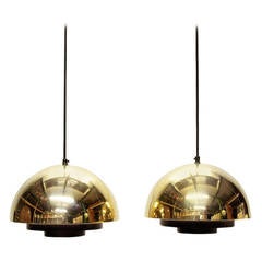 Two Gold "Milieu" Pendants by Jo Hammerborg for Fog & Morup