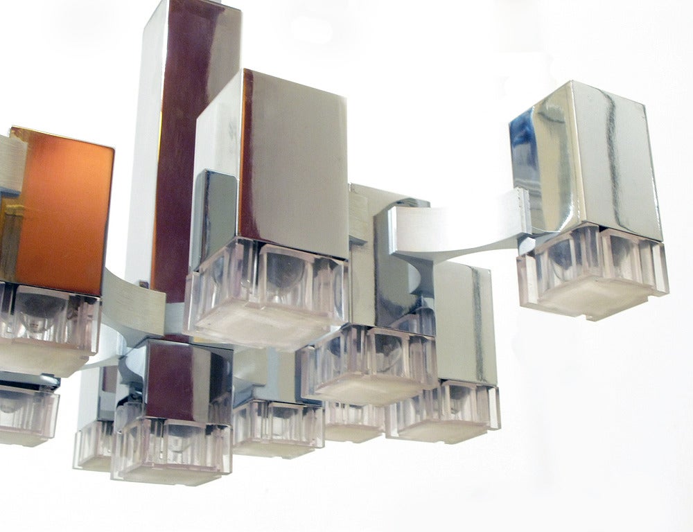 Large Cubic Chandelier by Gaetano Sciolari 2