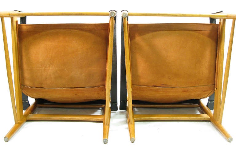 Two 1960s Suede Safari Chairs by Hans Olsen 3