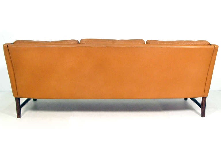 Three-Seat Sofa in Leather and Rosewood by Fredrik Kayser for Vatne 4