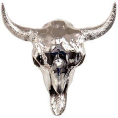 Nickel Plated Bison Skull