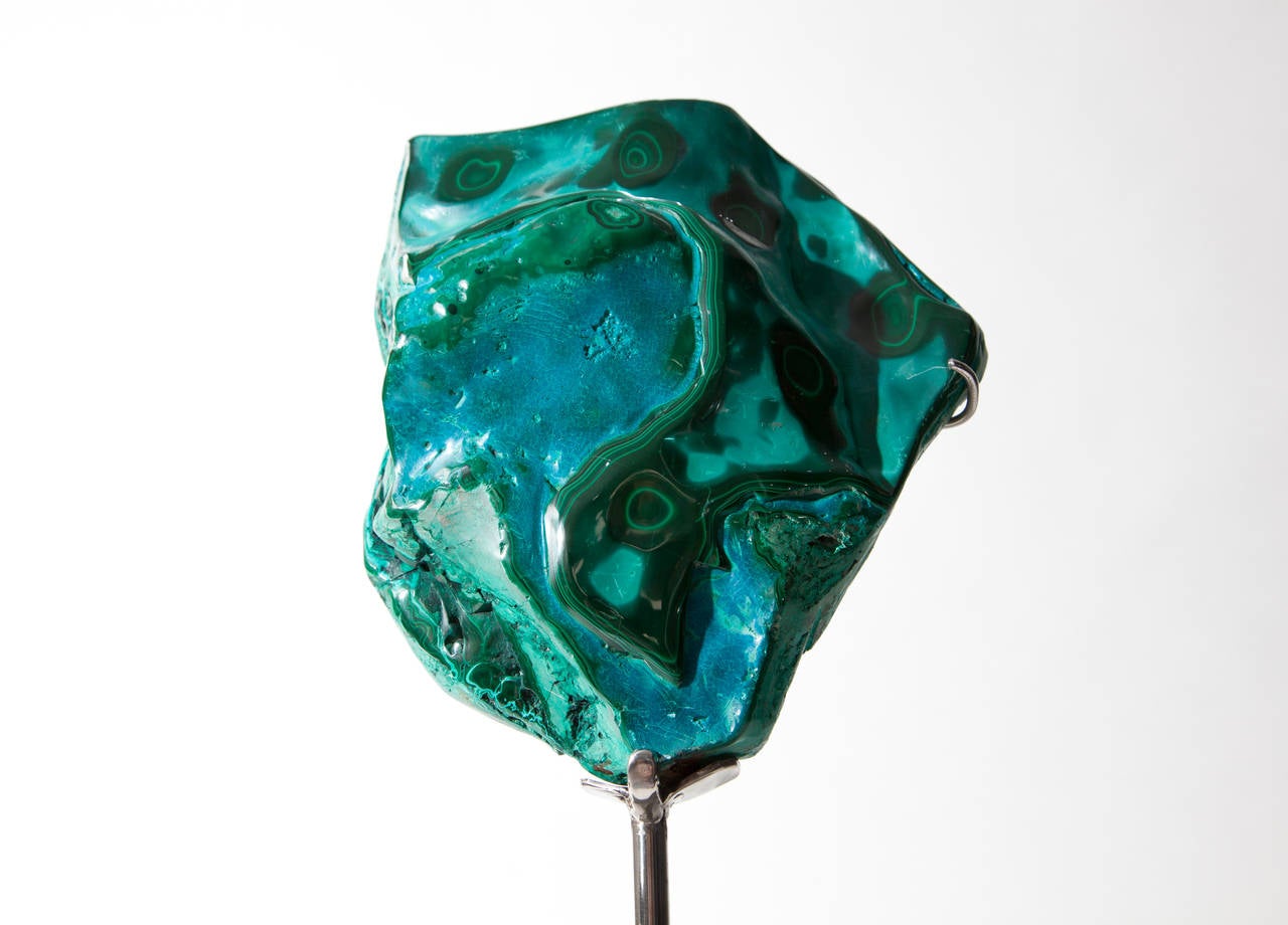 Malachite and Chrysocolla on a Steel Base