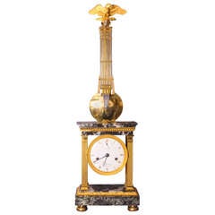 An Unusual French Empire Ormolu-Mounted Verdico Mantel Clock with Second Hand, Verneuil Jeune circa 1810