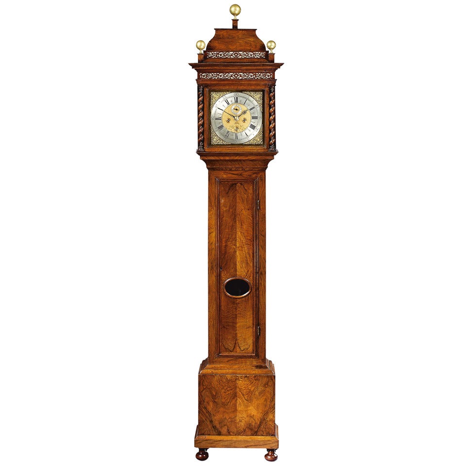 A Good Dutch Amsterdam Walnut Longcase Clock, Pieter Klok Amsterdam circa 1710 For Sale