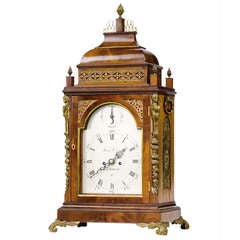 Antique A fine English George III brass-mounted mahogany bracket clock, circa 1780