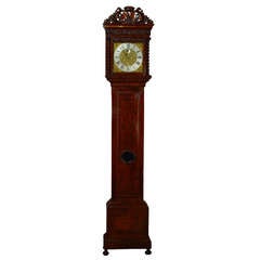 Antique Early Dutch Walnut Veneered and Carved Longcase Clock by Huygens circa 1690