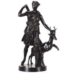 Antique A Bronze Sculpture of Diana the Huntress, French School circa 1900