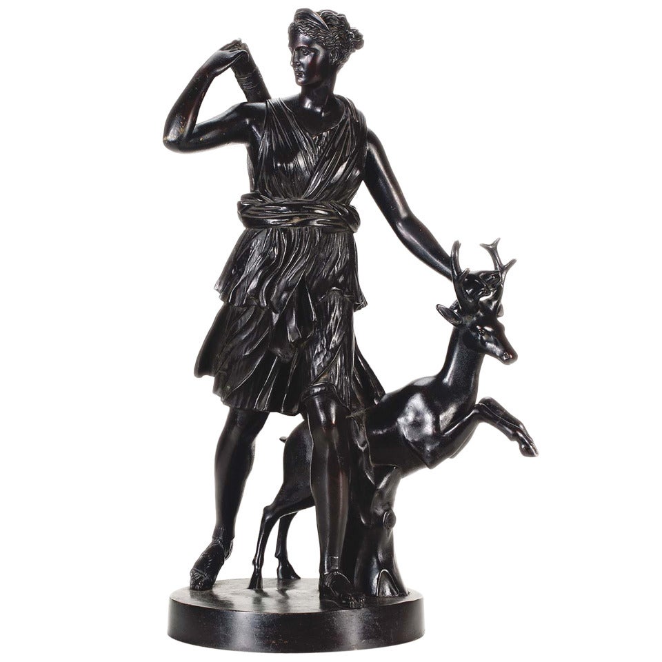 A Bronze Sculpture of Diana the Huntress, French School circa 1900 For Sale