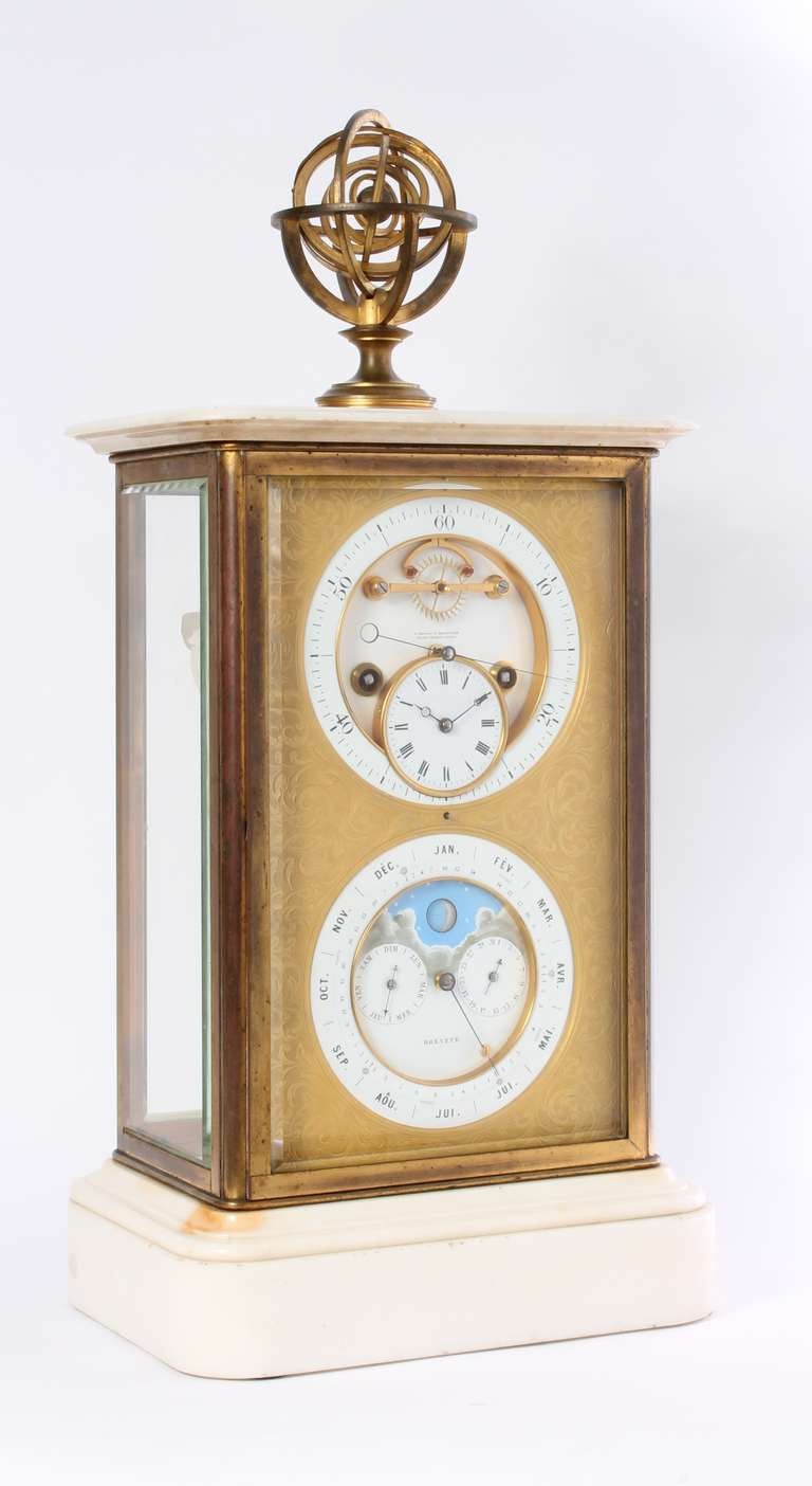 Brass A French 4-Glass Regulator with Perpetual Calendar, Brocot & Delettrez, ca. 1860 For Sale