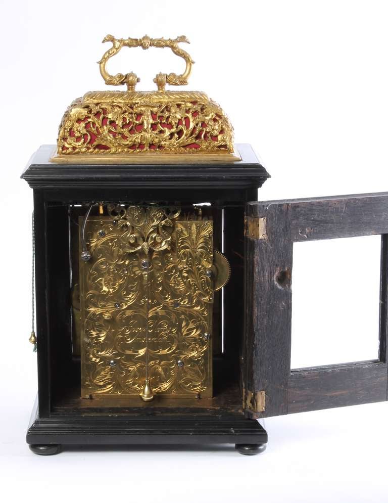 Dutch Ebony Basket Bracket Clock with Quarter Repeat by Joseph Norris circa 1690 In Good Condition In Amsterdam, Noord Holland