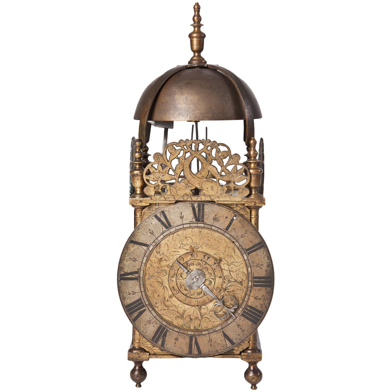 An English Brass Italian Striking Lantern Clock, John Pleydell, ca. 1675 For Sale