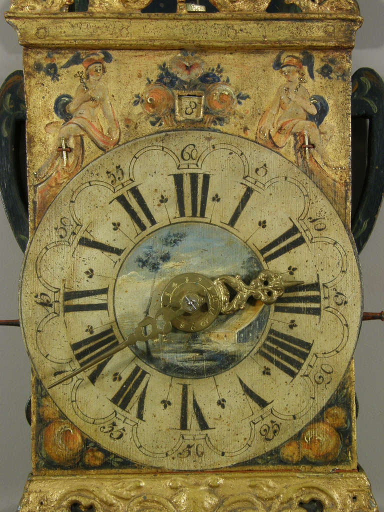 A Good And Attractive Dutch Frisian 'stoelklok', Circa 1760 In Good Condition In Amsterdam, Noord Holland