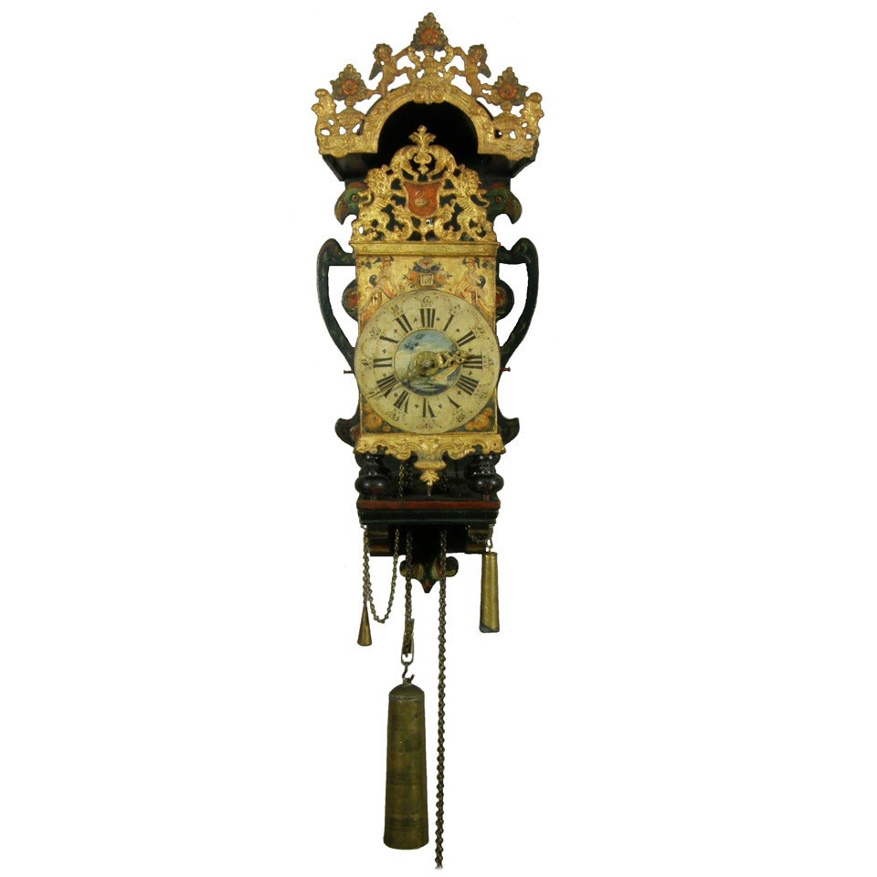 A Good And Attractive Dutch Frisian 'stoelklok', Circa 1760