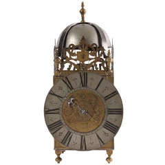 A French Iron and Brass Alarm Lantern Clock, Rouelle circa 1725
