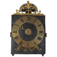 Antique An Early French Provincial Iron and Brass Morbier Wall Clock circa 1735