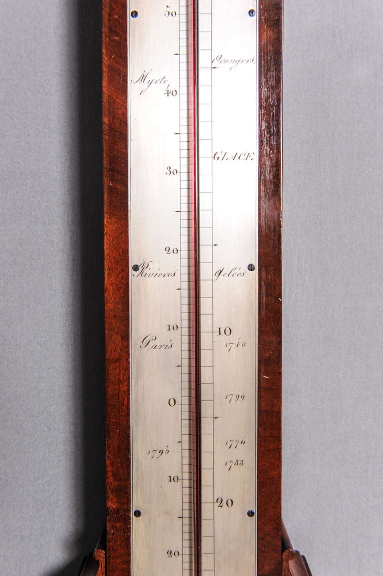 Mahogany A French Charles X wall thermometer and barometer (pair), Lerebours, circa 1835 For Sale