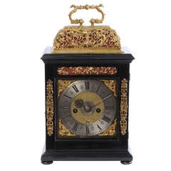 Antique Dutch Ebony Basket Bracket Clock with Quarter Repeat by Joseph Norris circa 1690