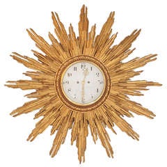 A Large Dutch Giltwood Sunburst Quarter Striking Wall Clock circa 1770