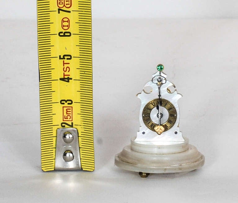 19th Century A Rare Austrian Timepiece Miniature Mother-of-Pearl Zappler Clock circa 1840