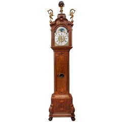Antique An Amsterdam Burr Walnut Musical Longcase Clock by Gerrit Storm circa 1735