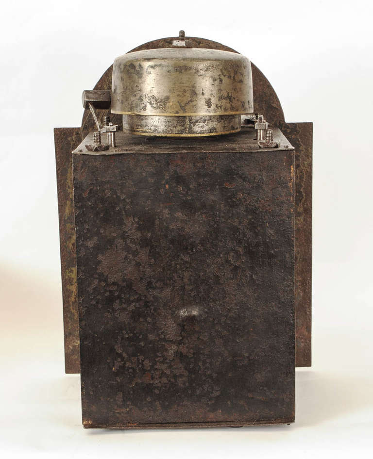 18th Century and Earlier An Impressive South-German Iron Quarter Striking Chamber Clock circa 1680 For Sale