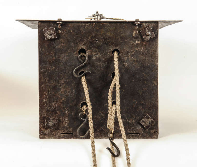 An Impressive South-German Iron Quarter Striking Chamber Clock circa 1680 For Sale 2