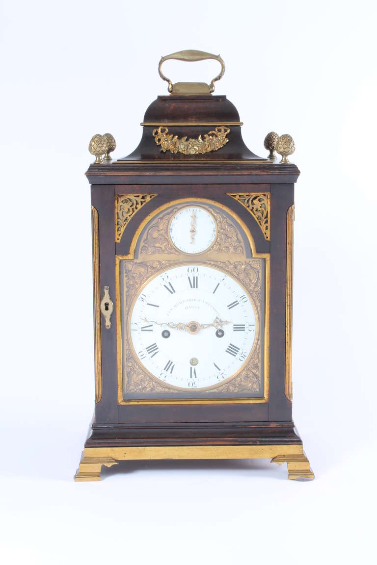 A Dutch Ebonised Brass Mounted Table Clock by J.B. Vrijthoff circa 1770