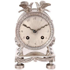 A French Empire-Style Silver Mantel Clock circa 1890