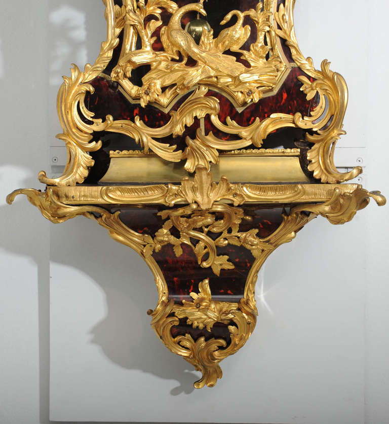 18th Century and Earlier  French Louis XV ormolu mounted tortoiseshell bracket clock. Viger A Paris  For Sale