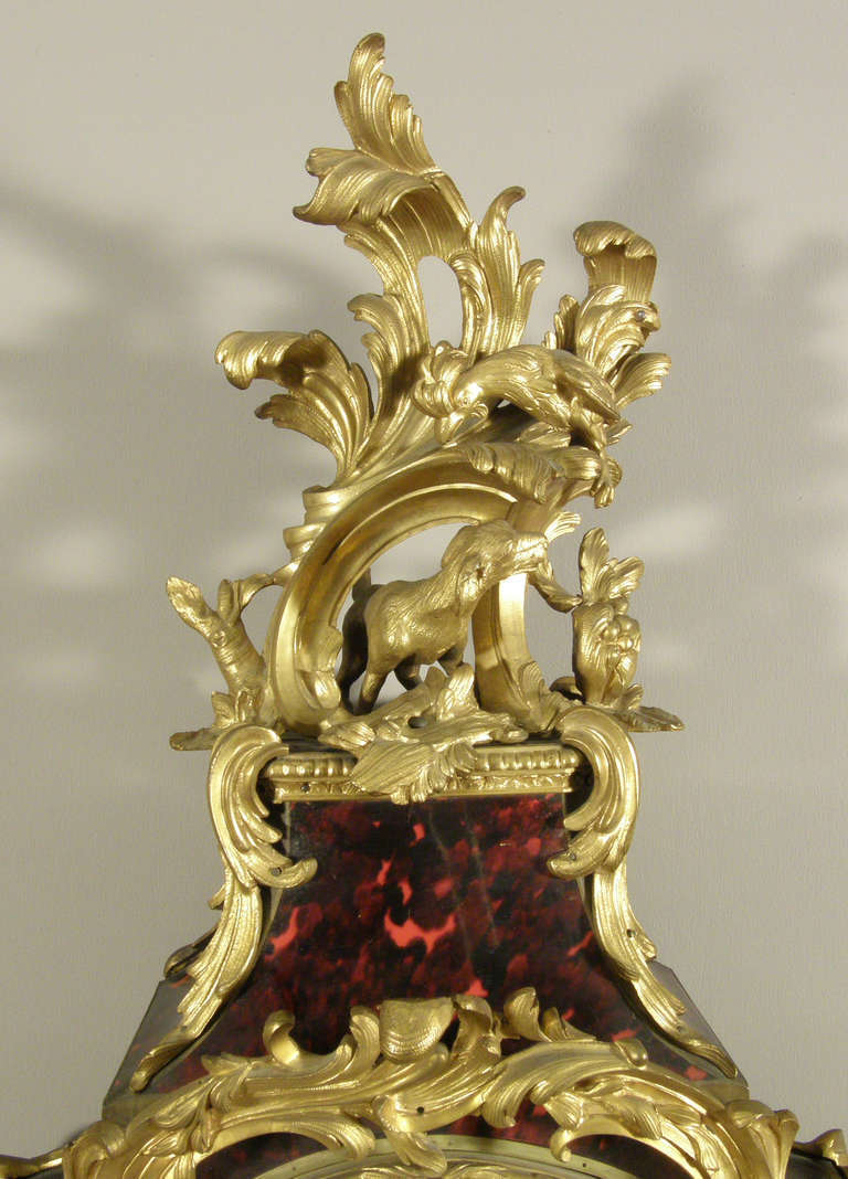 Tortoise Shell  French Louis XV ormolu mounted tortoiseshell bracket clock. Viger A Paris  For Sale