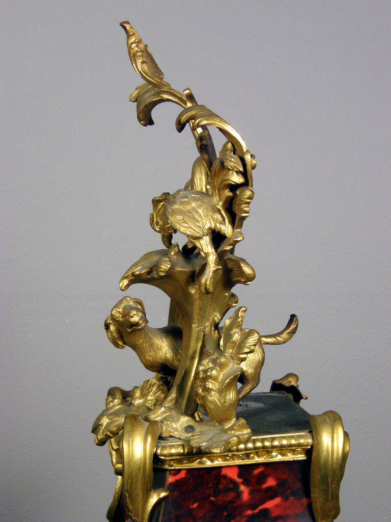  French Louis XV ormolu mounted tortoiseshell bracket clock. Viger A Paris  For Sale 2