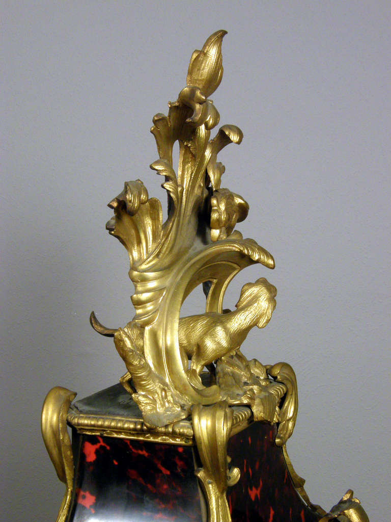  French Louis XV ormolu mounted tortoiseshell bracket clock. Viger A Paris  For Sale 1