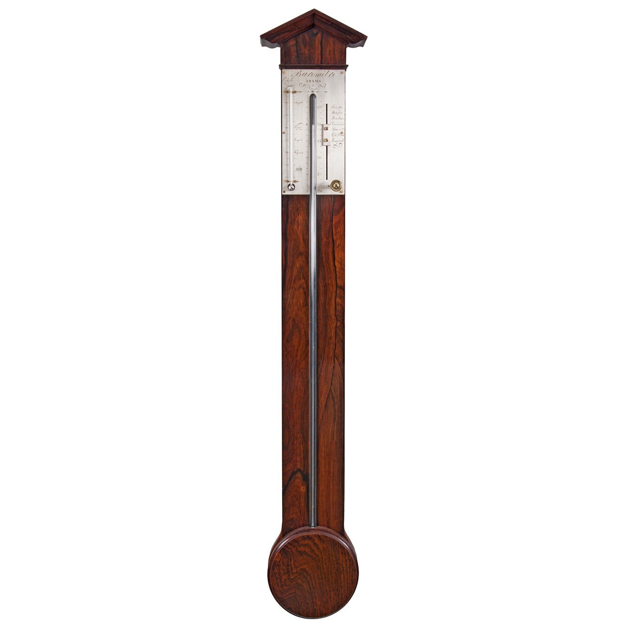 A French Rosewood Stick Barometer by Adams A Paris circa 1830 For Sale