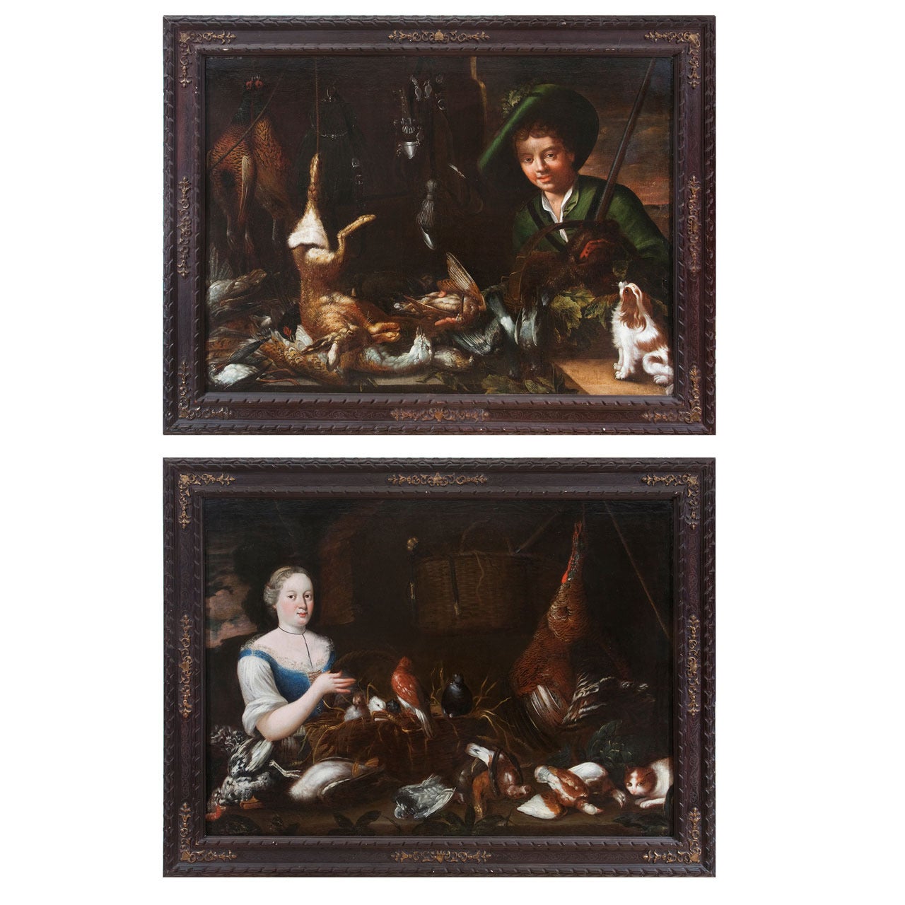 Two large 18th c. Flemish pendant oil paintings For Sale