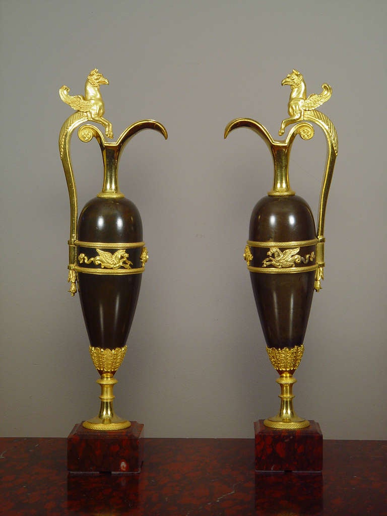 Pair of French Ormolu and Patinated Bronze Aiguillieres, circa 1810
